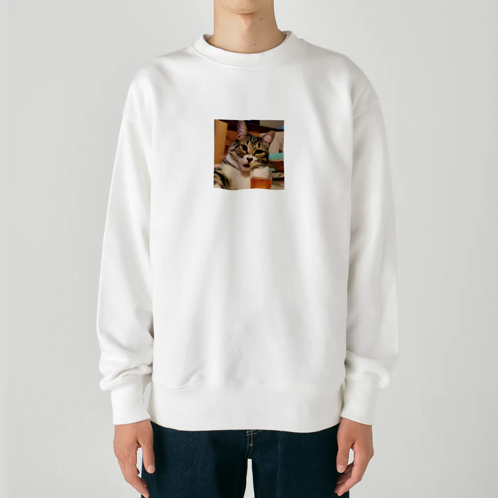 ことこと♂@トレーダーの猫猫　泥酔 Heavyweight Crew Neck Sweatshirt