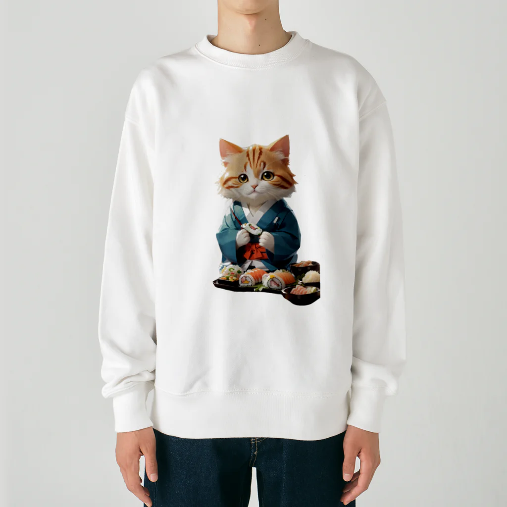 キラキラの寿司ねこ Heavyweight Crew Neck Sweatshirt