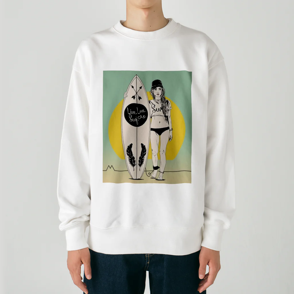 ファンタジスターのサーファーのさりちゃん Heavyweight Crew Neck Sweatshirt