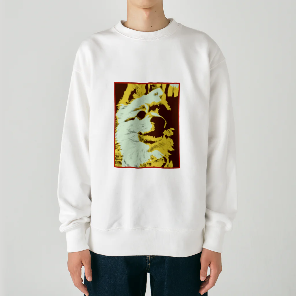 ポメラニアン🐕‍🦺チコちゃんの雑貨屋さんのカッコいいポメラニアンのイラストグッズ Heavyweight Crew Neck Sweatshirt