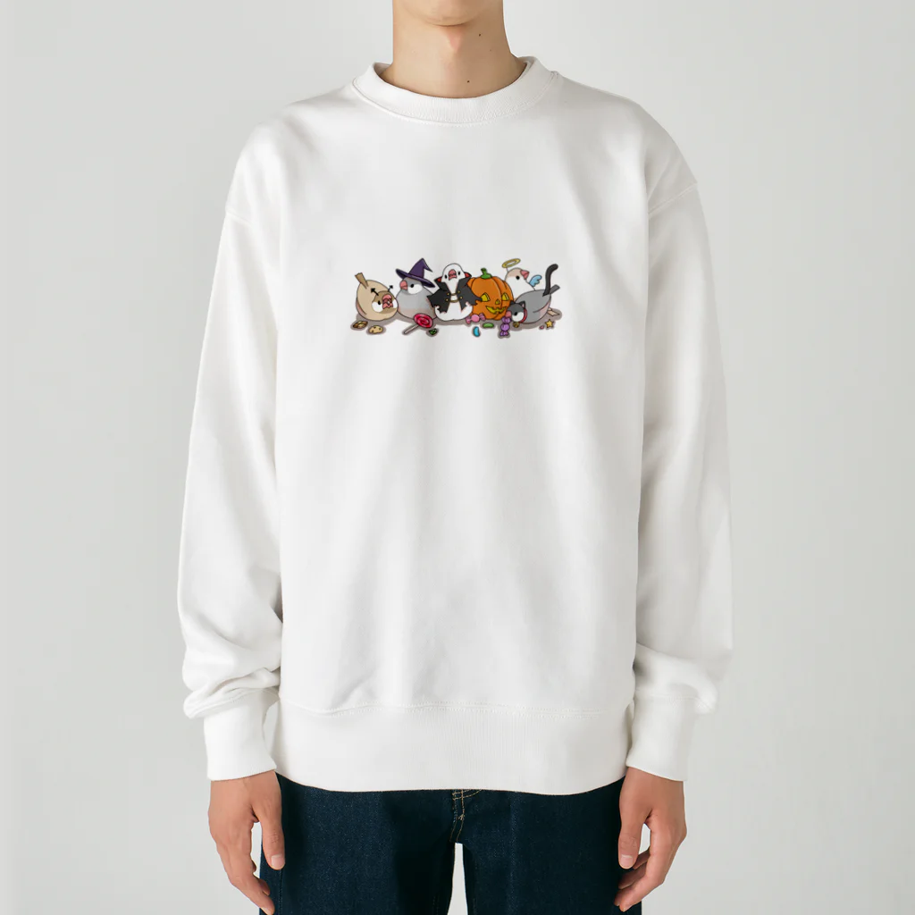 fukufukudo_514のハロウィンの文鳥たち Heavyweight Crew Neck Sweatshirt