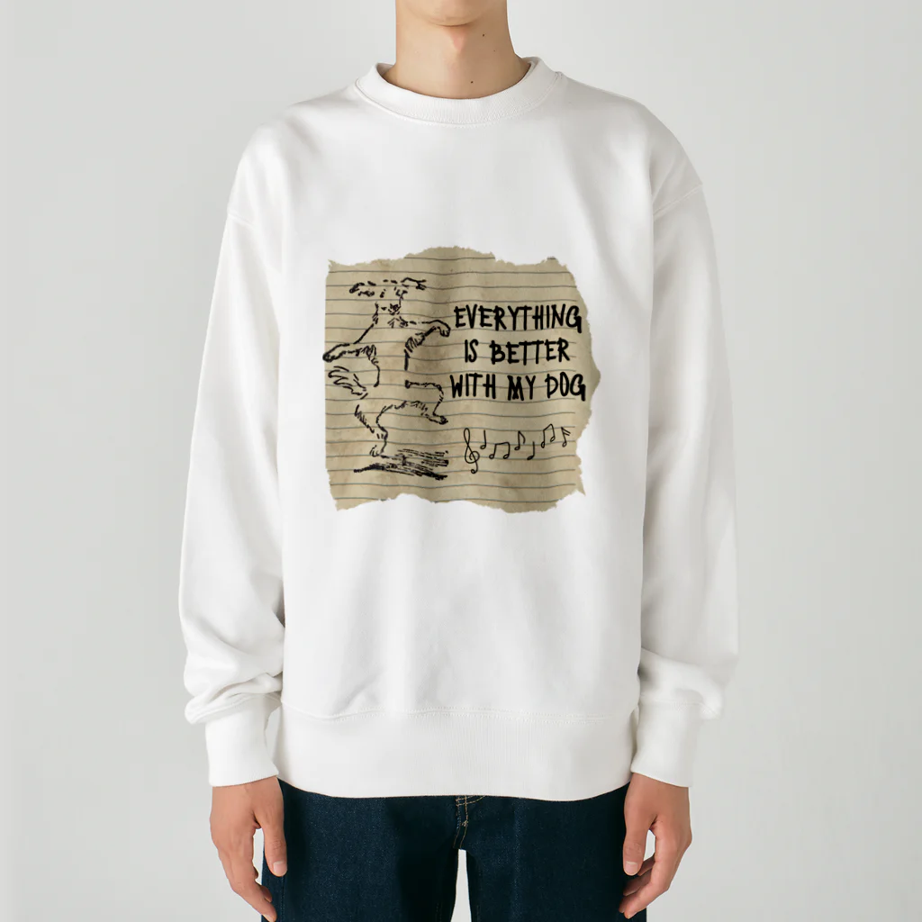 わんだーぱうだーの愛犬と一緒なら全てがよくなります！ Heavyweight Crew Neck Sweatshirt