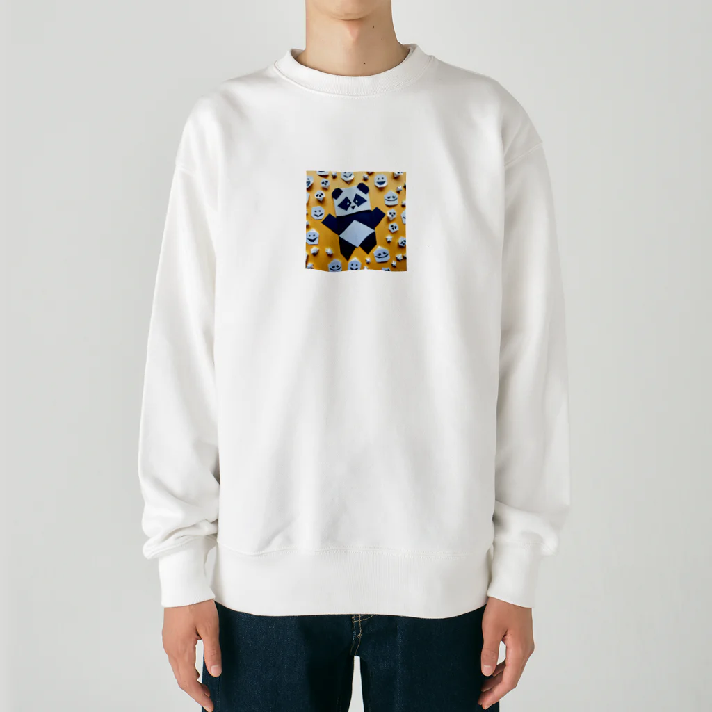 むささび工房のパンダ折り紙風 Heavyweight Crew Neck Sweatshirt