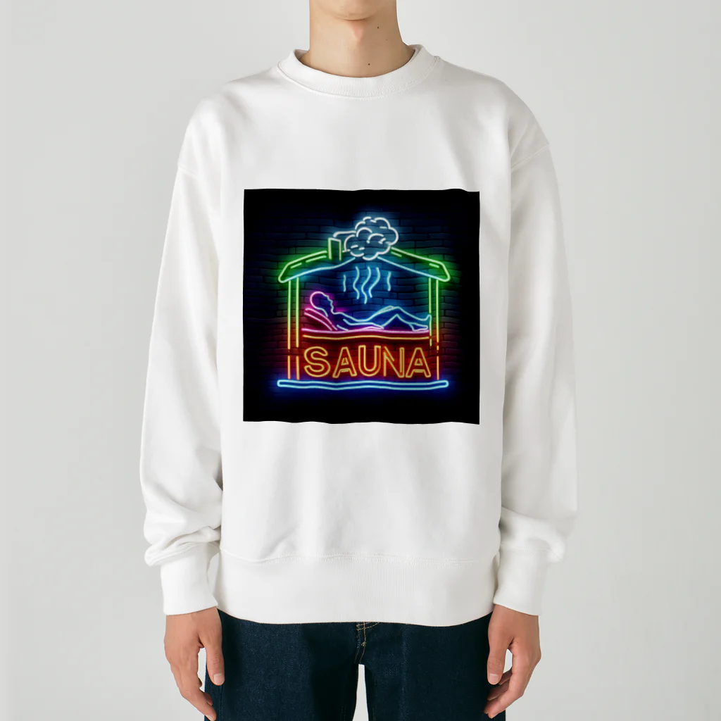 N SAUNA LOGOのネオン風サウナロゴ2 Heavyweight Crew Neck Sweatshirt