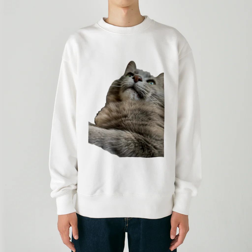 グレージュ猫ロッタン🐈‍⬛のよそ見ロッタン Heavyweight Crew Neck Sweatshirt