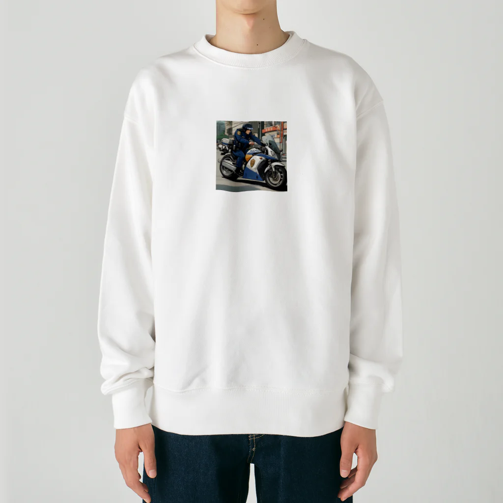 もふもふの市民の安全を守る白バイ隊員 Heavyweight Crew Neck Sweatshirt