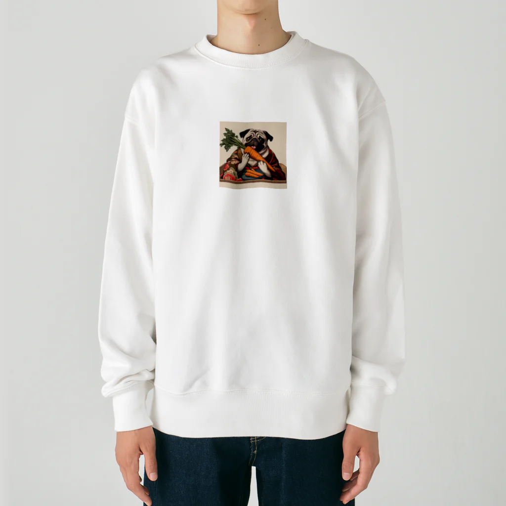 sa_ttyonnのにんじんを持つ パグ Heavyweight Crew Neck Sweatshirt