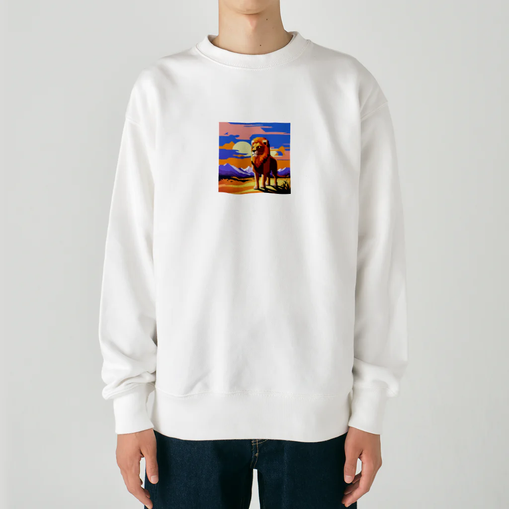 フリーダムの勇ましいライオン　ピクセルアート Heavyweight Crew Neck Sweatshirt