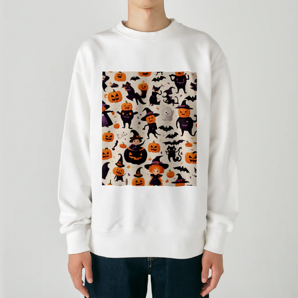 ワンダーワールド・ワンストップのたくさんのかわいいハロウィーンキャラクター Heavyweight Crew Neck Sweatshirt