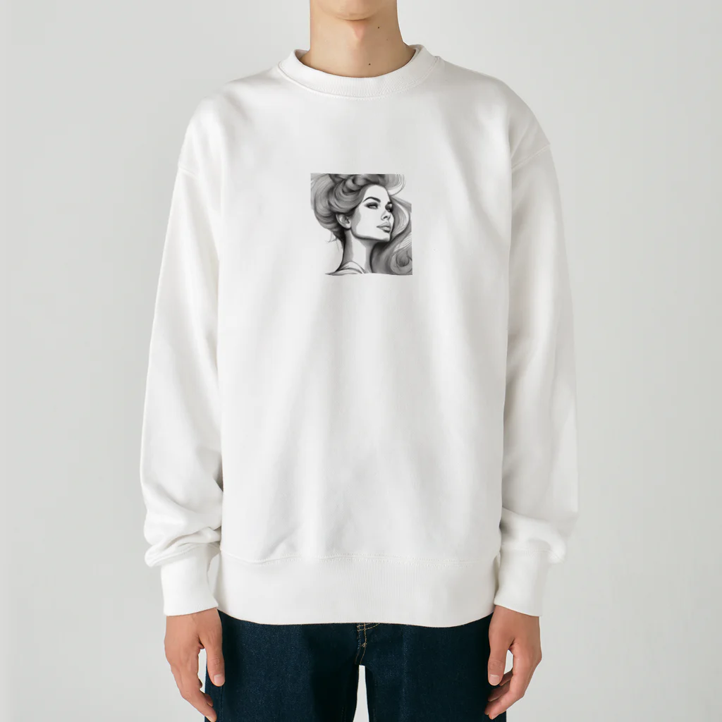 moribouの髪をかき上げる女性アートグッズ Heavyweight Crew Neck Sweatshirt