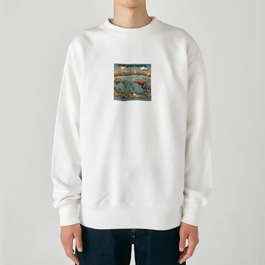 akarityanのstop　地球温暖化 Heavyweight Crew Neck Sweatshirt