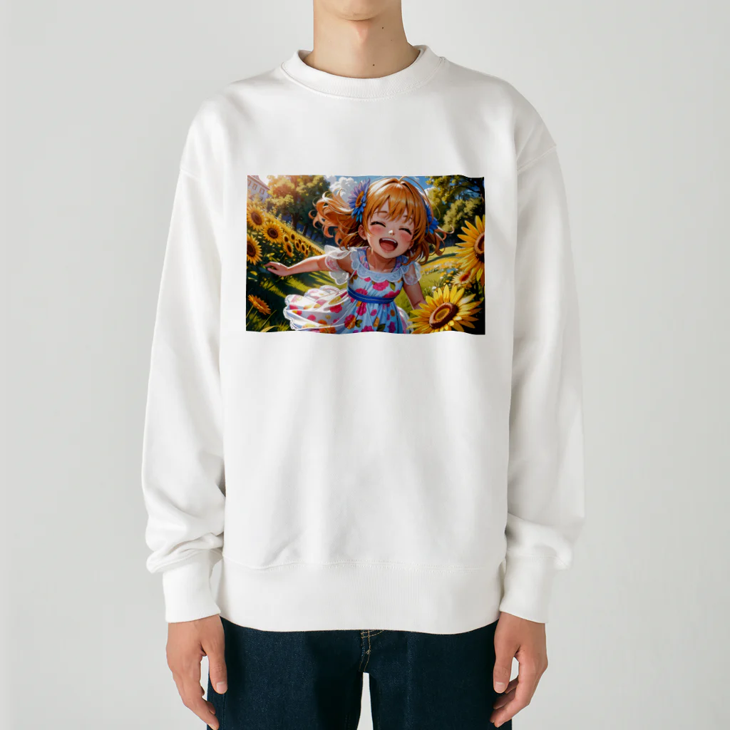 poketuのかわいい少女のイラストグッズ Heavyweight Crew Neck Sweatshirt