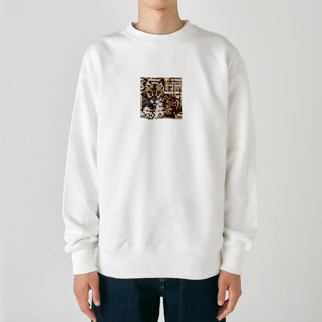 kindonesiaのドット絵のベンガルキャット Heavyweight Crew Neck Sweatshirt