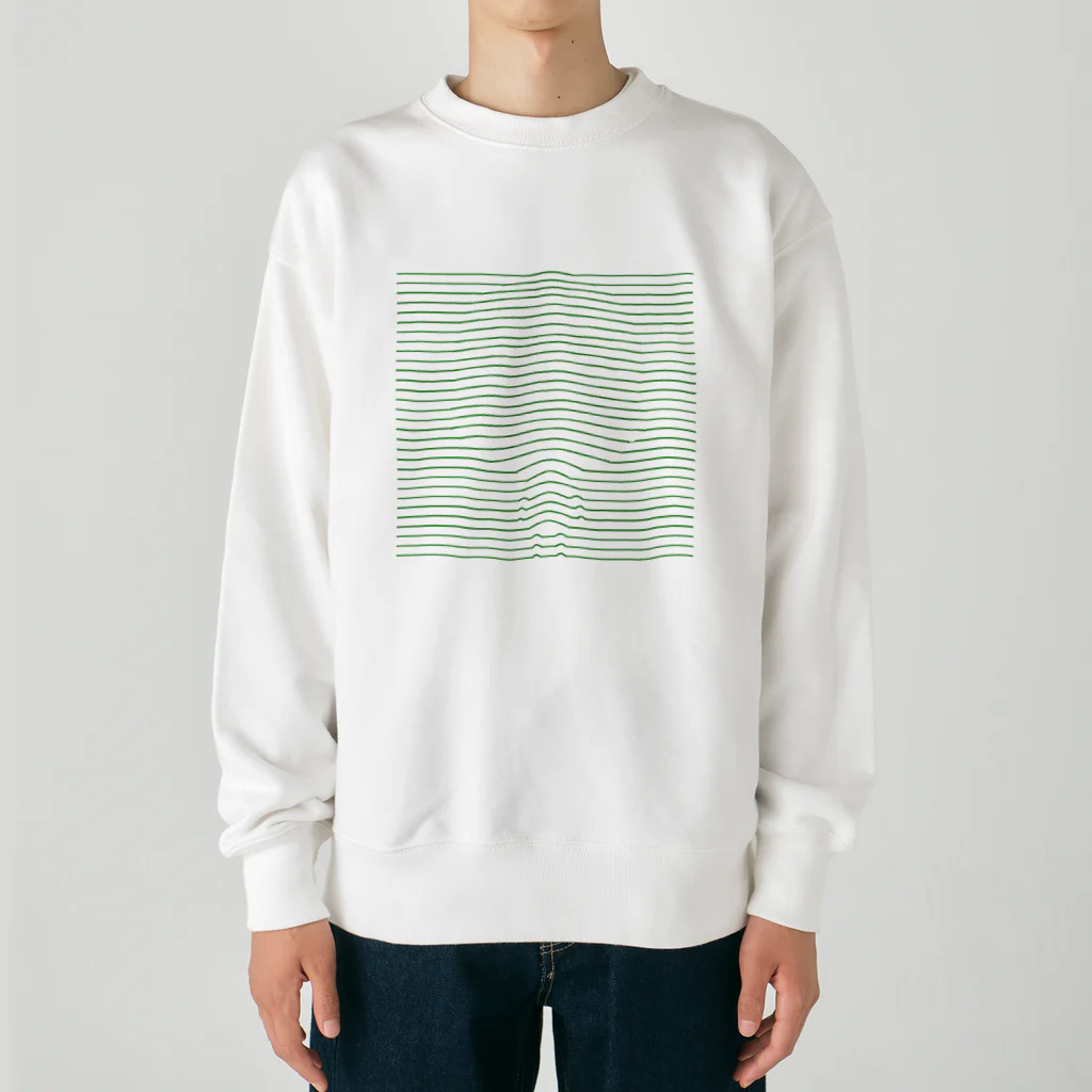 ぽつねん。のぽつねんの線（緑） Heavyweight Crew Neck Sweatshirt