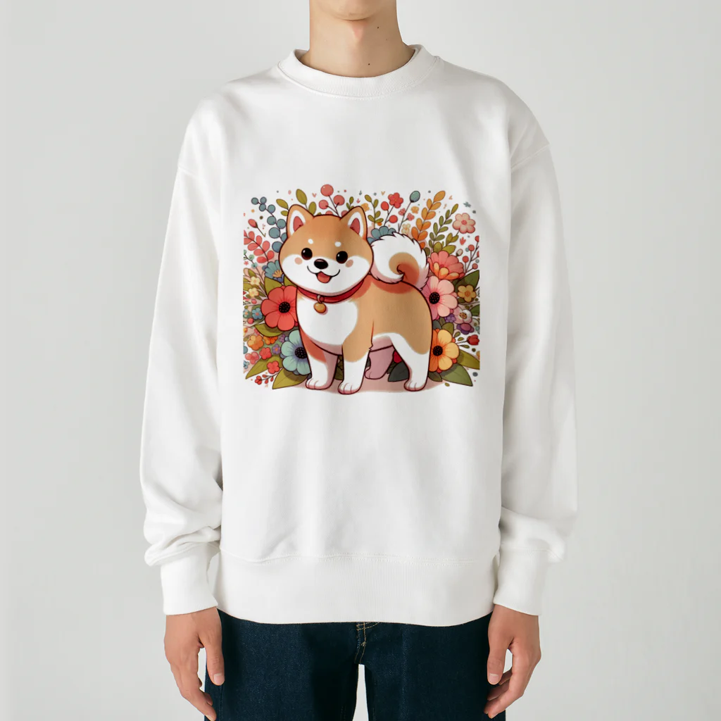 uyuyoshieの可愛い柴犬 Heavyweight Crew Neck Sweatshirt