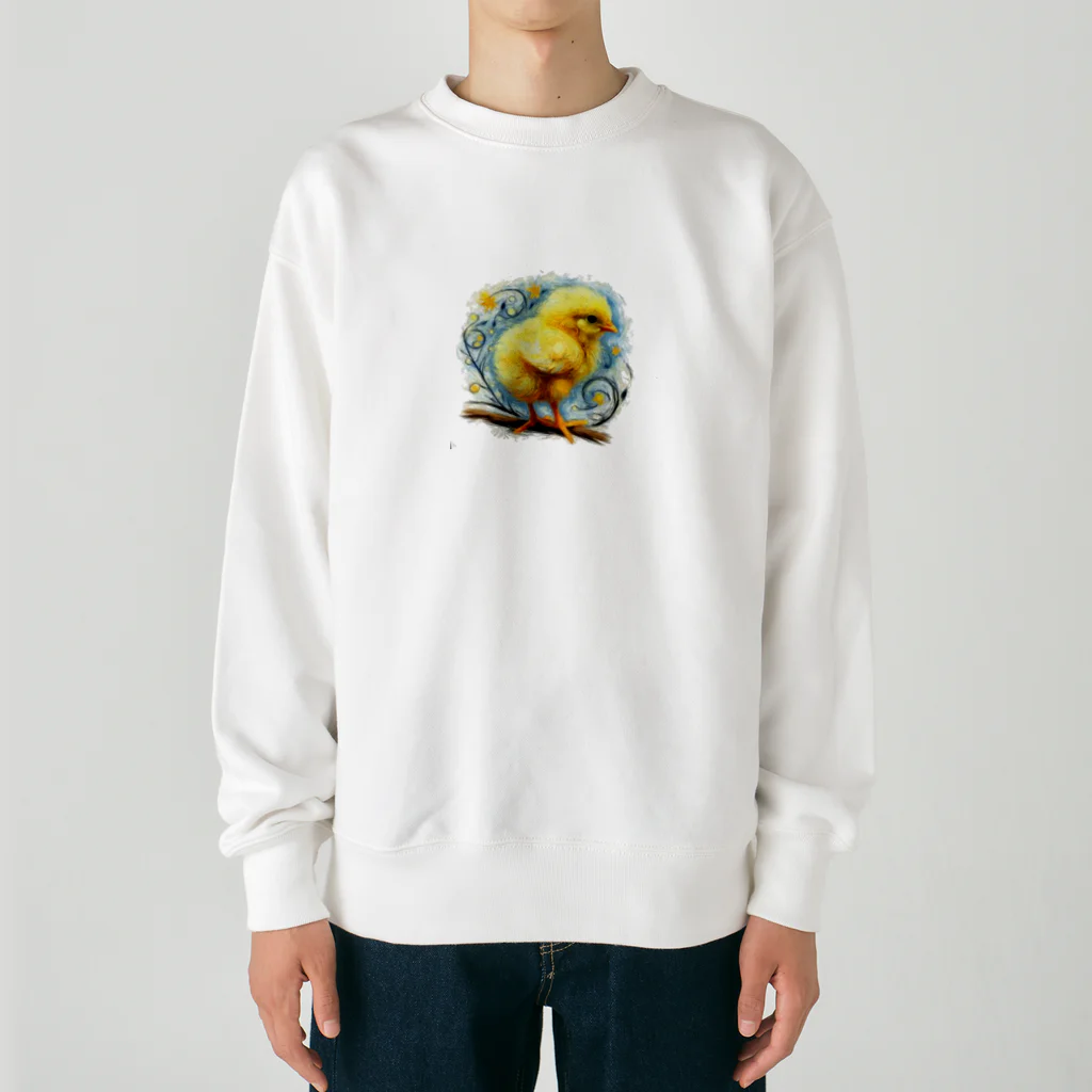 yukikinoの星とかわいいひよこちゃん Heavyweight Crew Neck Sweatshirt