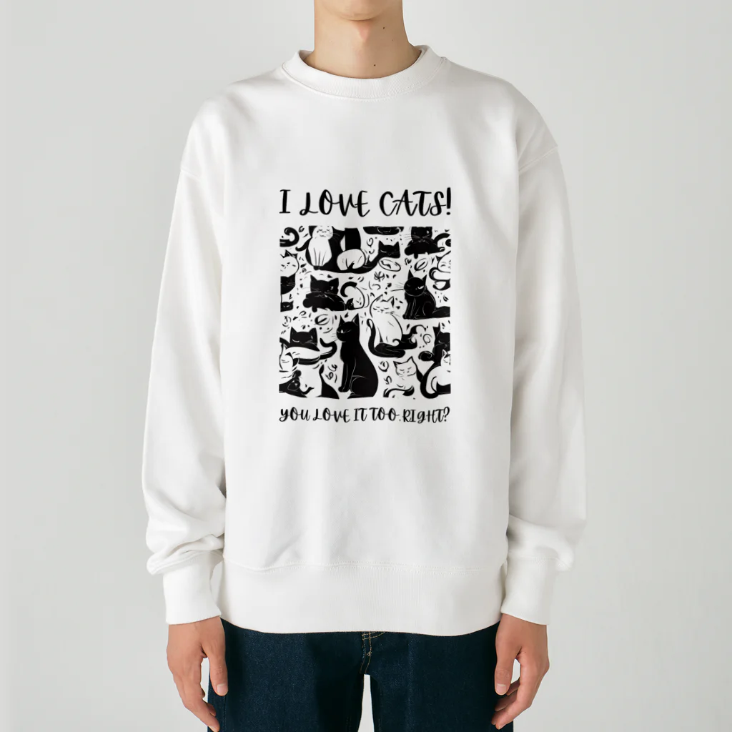 kazu_gの私は猫が好き!（淡色用） Heavyweight Crew Neck Sweatshirt