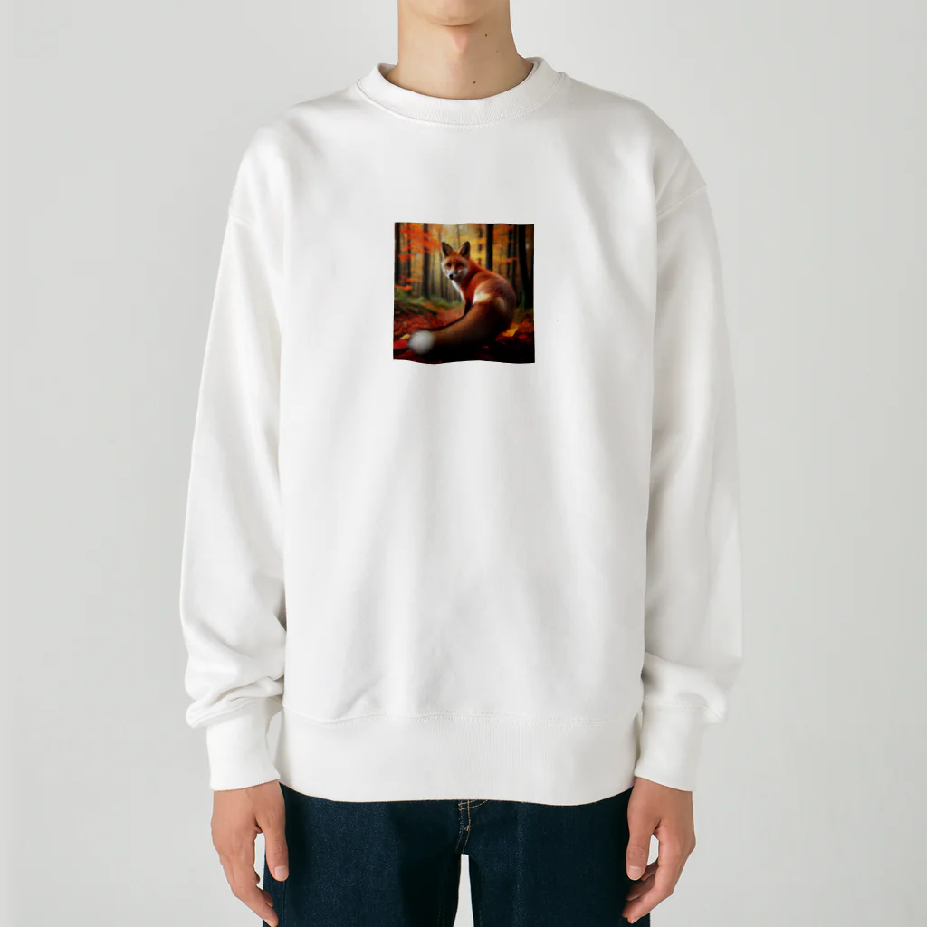 終わらない夢🌈の秋の森のキツネ🦊 Heavyweight Crew Neck Sweatshirt