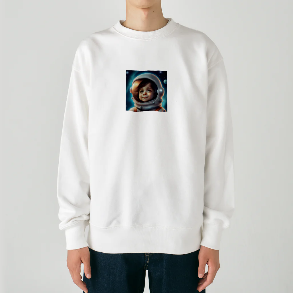 wloop01の可愛い宇宙飛行士 Heavyweight Crew Neck Sweatshirt