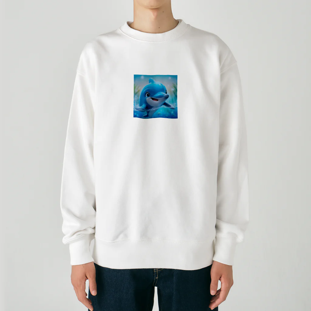 シンプルライフの可愛らしいイルカくん Heavyweight Crew Neck Sweatshirt