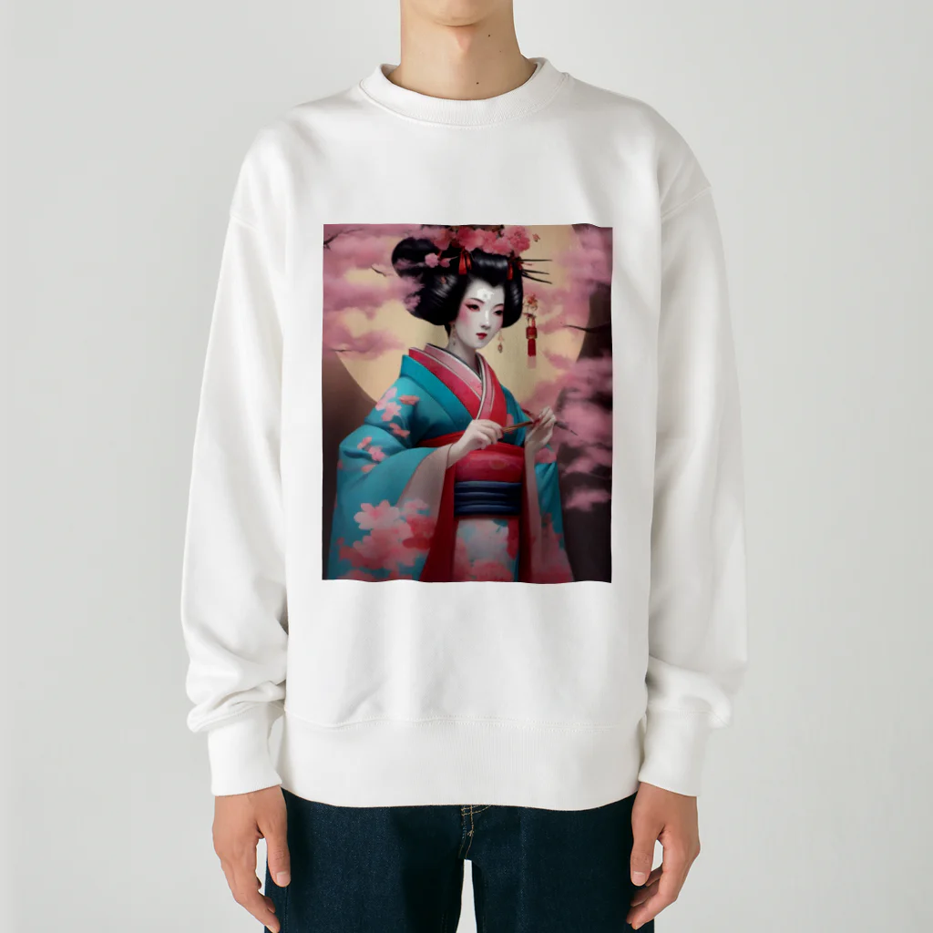 wawomotsuのJapanese Courtesan Bloom Tee ”Geisha” Heavyweight Crew Neck Sweatshirt