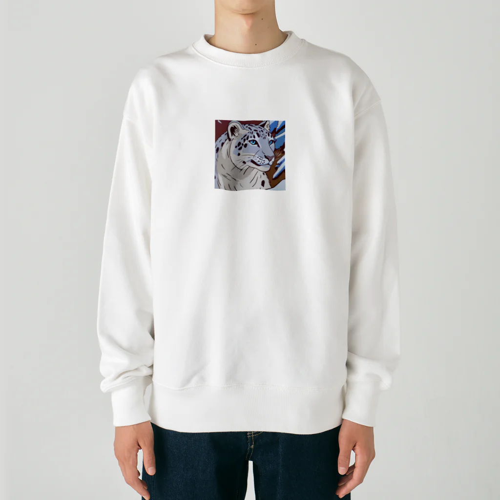 アニマルデザインの息を潜めるユキヒョウ Heavyweight Crew Neck Sweatshirt