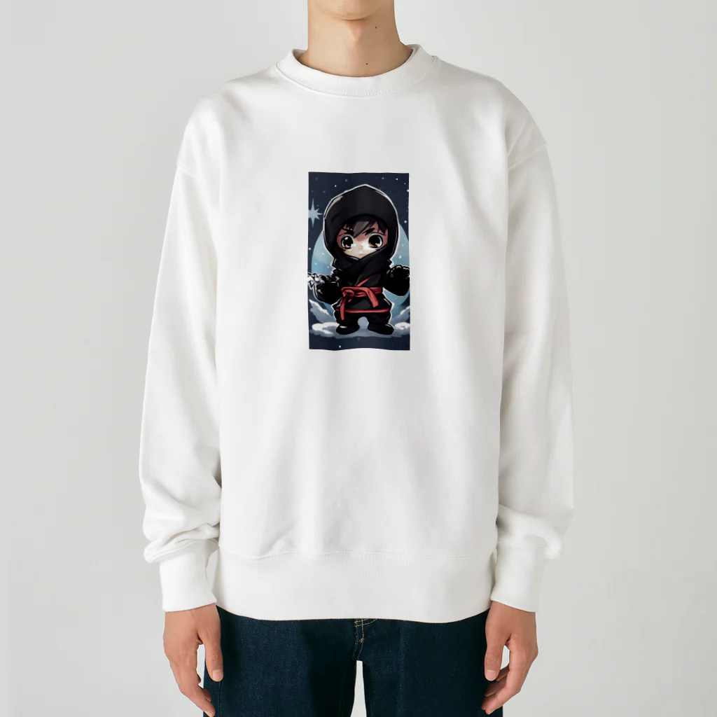 ニンニン忍者パンのとっても小さな忍者さんのキュートなイラスト入り Heavyweight Crew Neck Sweatshirt