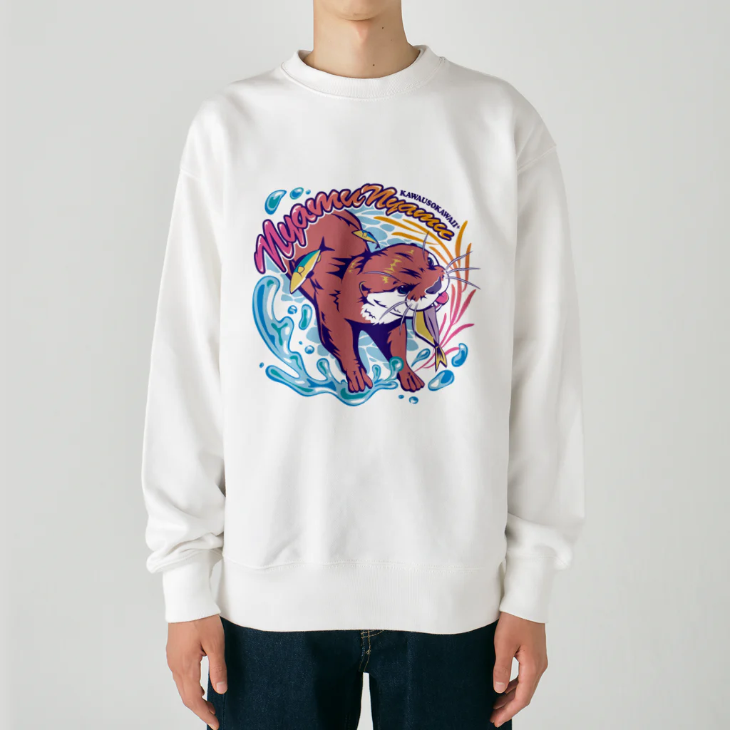 カワウソとフルーツの𝙎𝙩𝙧𝙚𝙚𝙩 𝙆𝙖𝙬𝙖𝙪𝙨𝙤 - 𝙎𝙥𝙡𝙖𝙨𝙝 - Heavyweight Crew Neck Sweatshirt