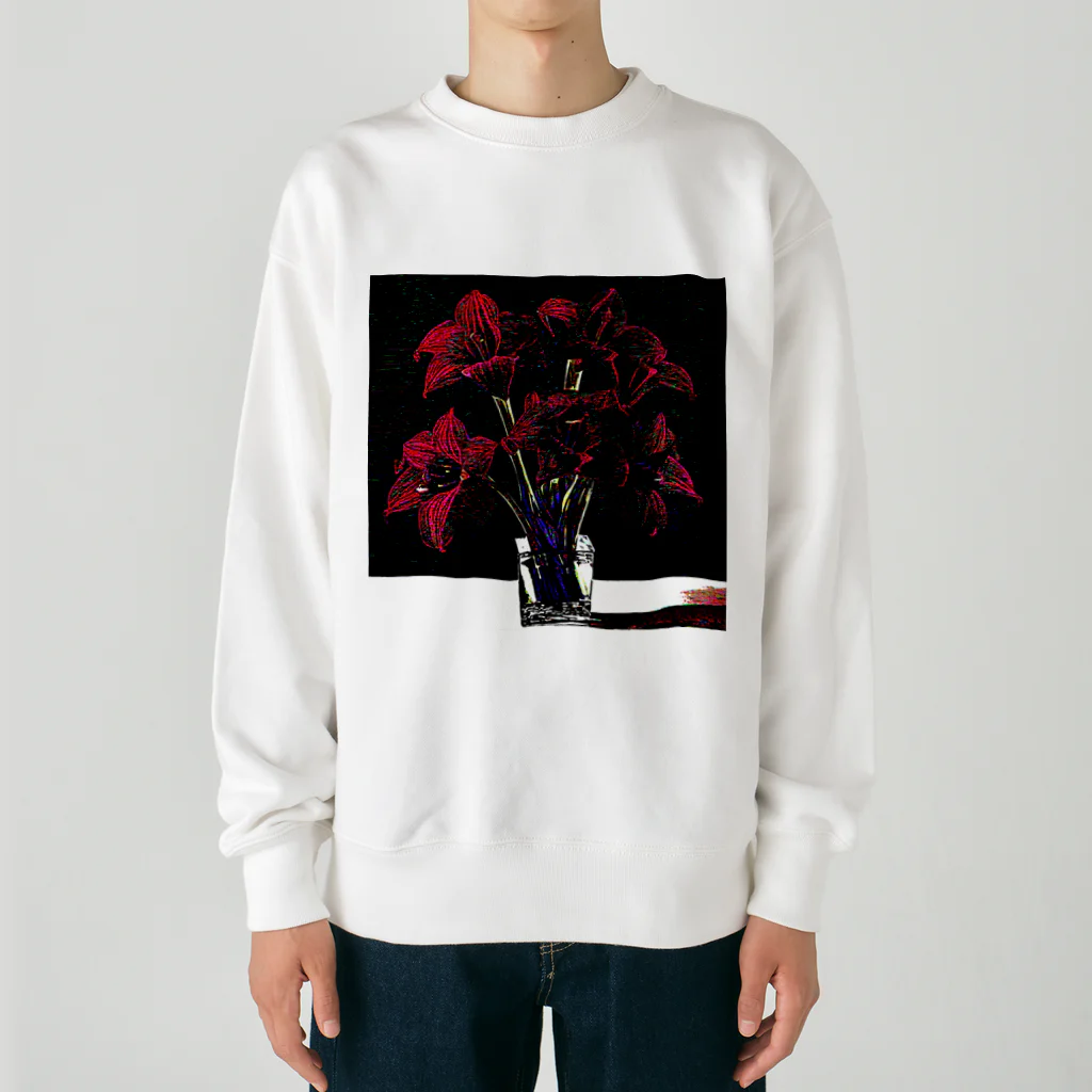 水草のサイケデリックなアマリリス Heavyweight Crew Neck Sweatshirt