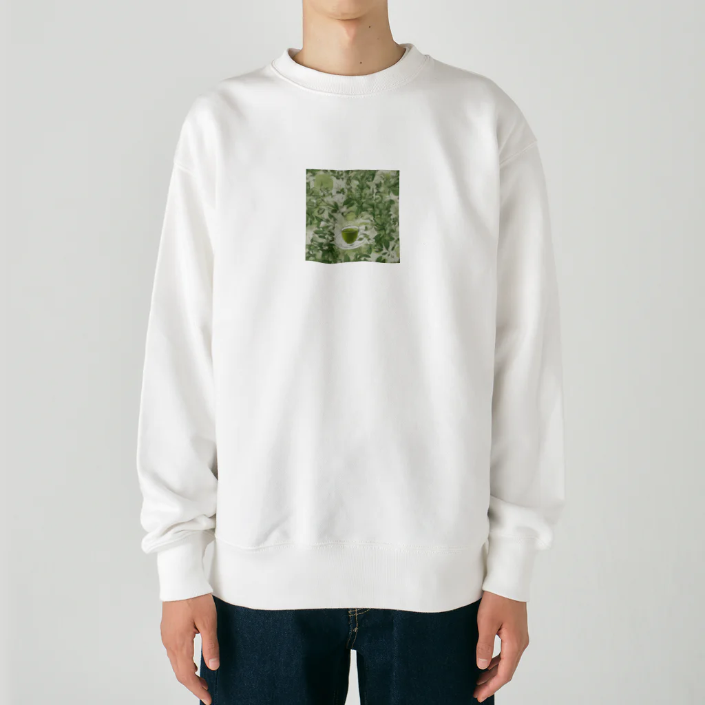 千裕アトリエ（いつもありがとう）のグリーンティーのアート　green tea art Heavyweight Crew Neck Sweatshirt