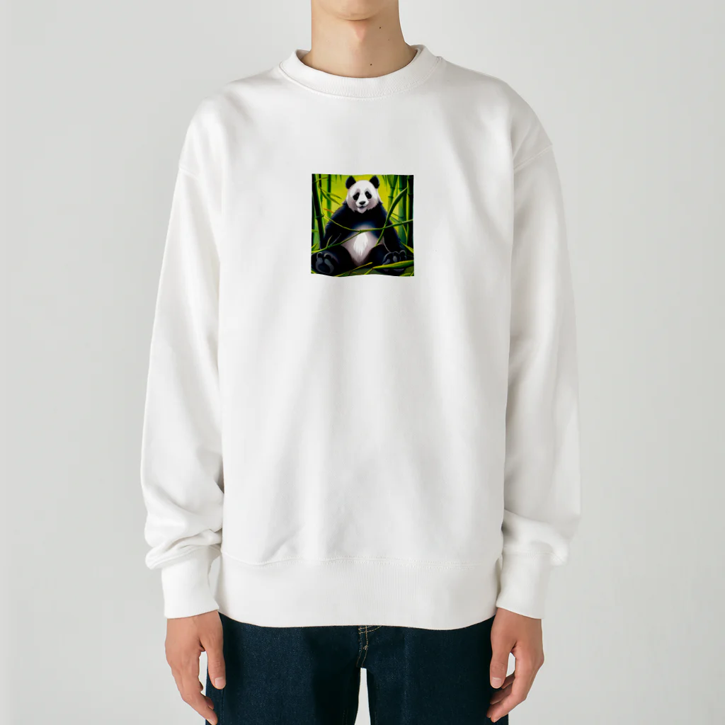 sugimo01の竹やぶで寛いでいるパンダ Heavyweight Crew Neck Sweatshirt