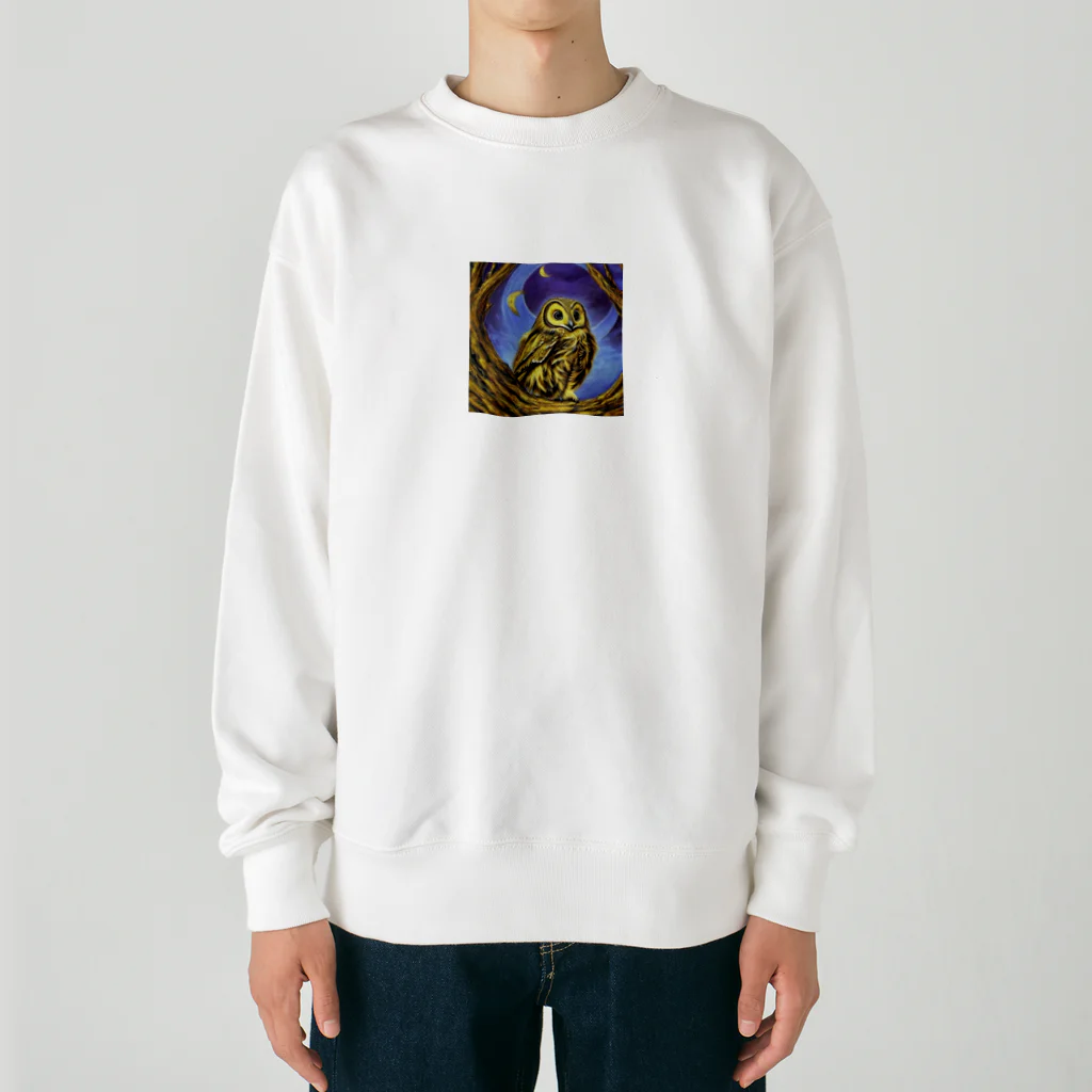 ５６アイテムズの福を運ぶ金のフクロウ Heavyweight Crew Neck Sweatshirt