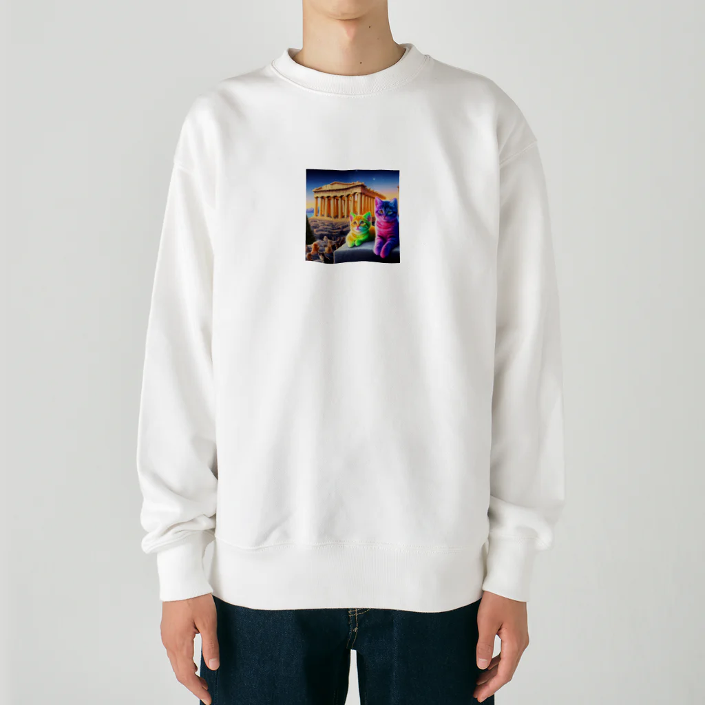 ニャーちゃんショップのパルテノン神殿のキャッツ Heavyweight Crew Neck Sweatshirt