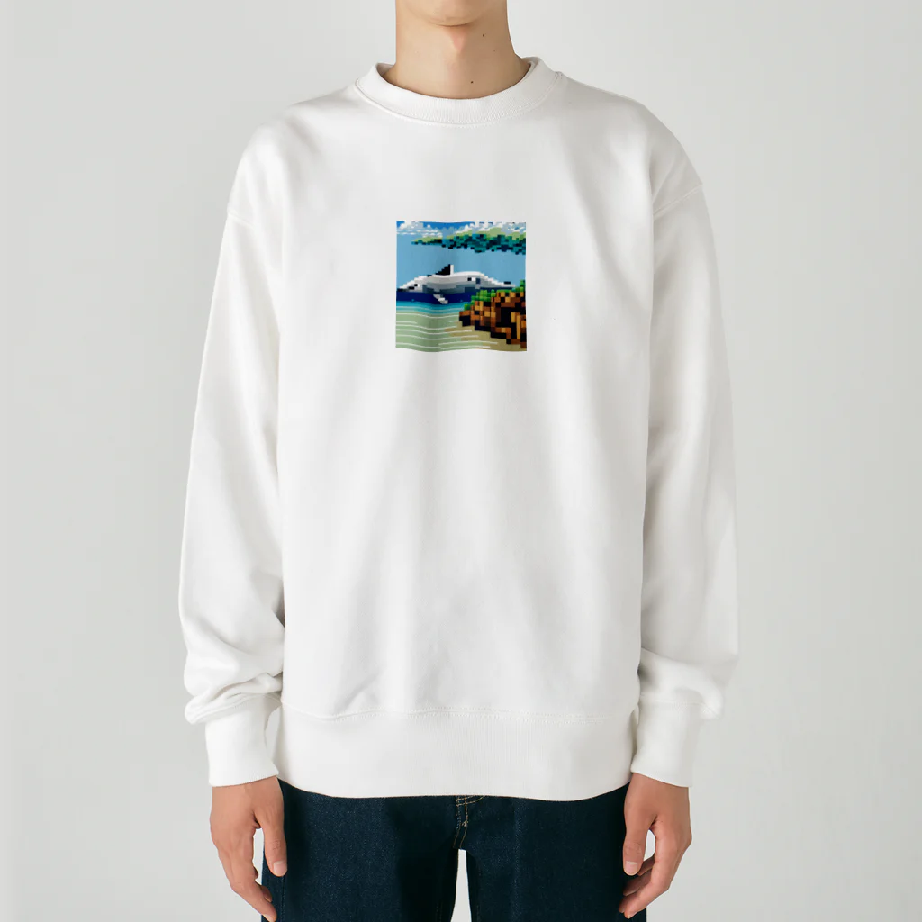 ドット絵あにまるさんの【いるか】ドット絵あにまるさん Heavyweight Crew Neck Sweatshirt