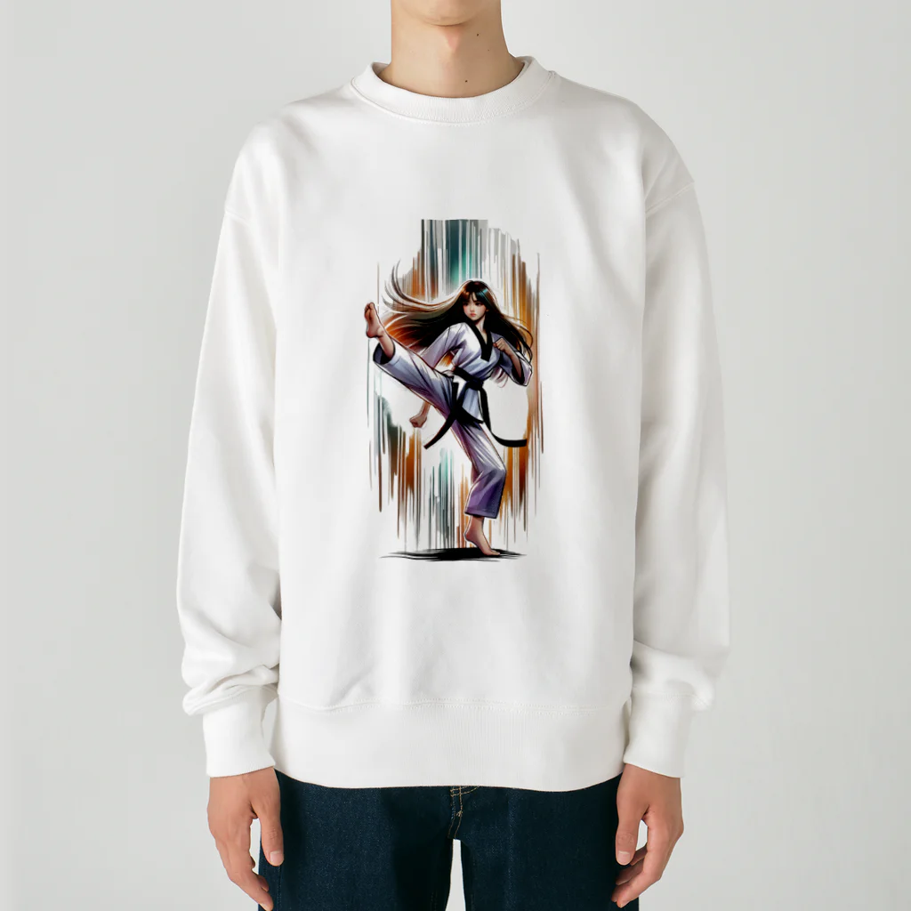 万年素人ショップの黒帯テコンドー女子 Heavyweight Crew Neck Sweatshirt