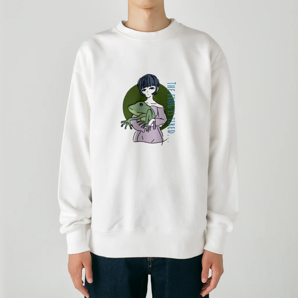 chicodeza by suzuriのカエル好きな女の子 Heavyweight Crew Neck Sweatshirt