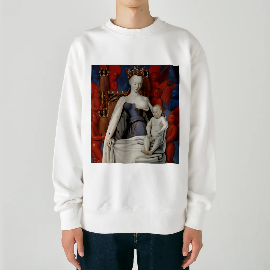 世界美術商店の聖母子と天使たち / Virgin and Child Surrounded by Angels Heavyweight Crew Neck Sweatshirt