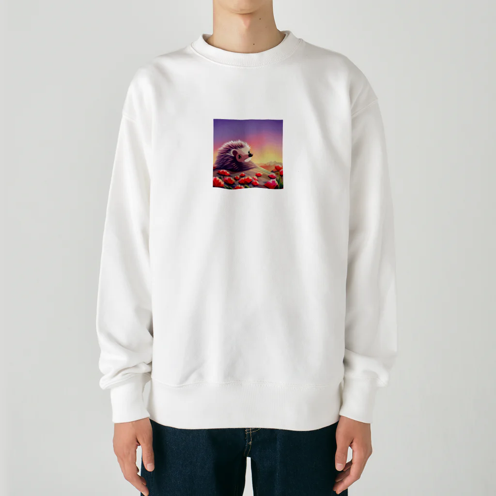 koba777のドット絵ハリネズミ Heavyweight Crew Neck Sweatshirt