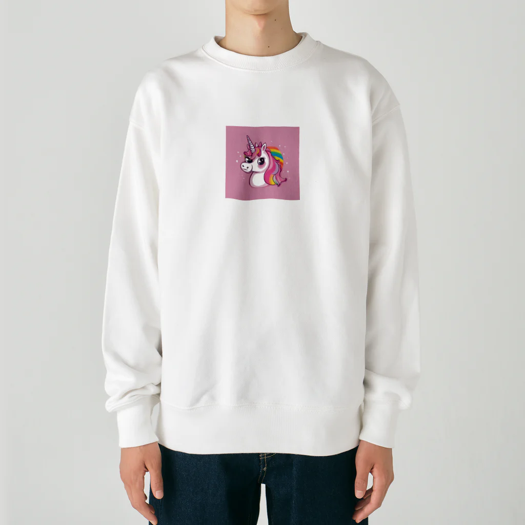 unicorn_dreamsの夢の国のピンクのユニちゃん Heavyweight Crew Neck Sweatshirt