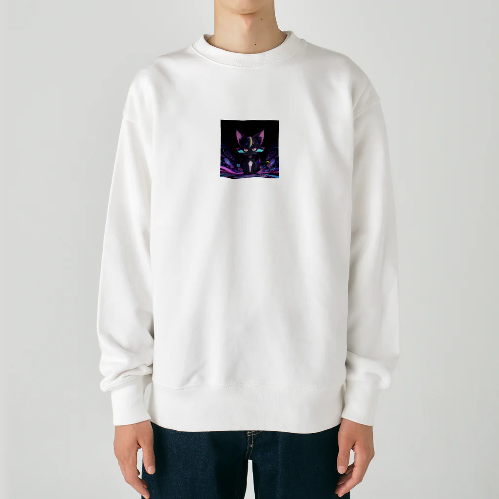 ミネラル太郎のサイケデリックネコ Heavyweight Crew Neck Sweatshirt