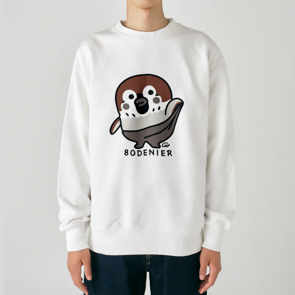 イラスト MONYAAT の履いてる？ 80DENIER タイツを履いたスズメ　大きめ Heavyweight Crew Neck Sweatshirt