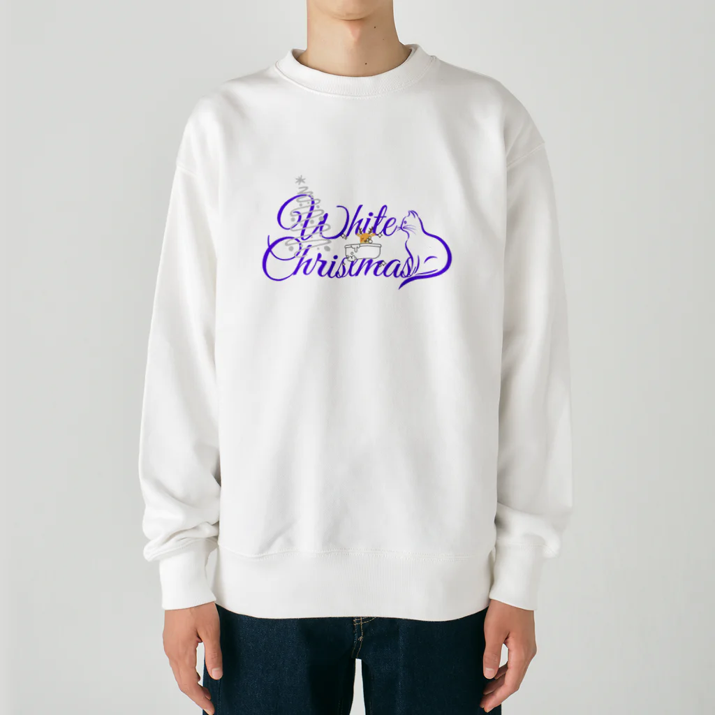 猫とカフェのトナカイの休息 Heavyweight Crew Neck Sweatshirt