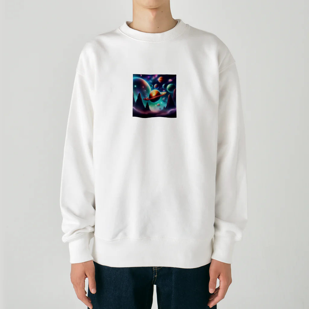 usinikuの宇宙に浮かぶ惑星 Heavyweight Crew Neck Sweatshirt