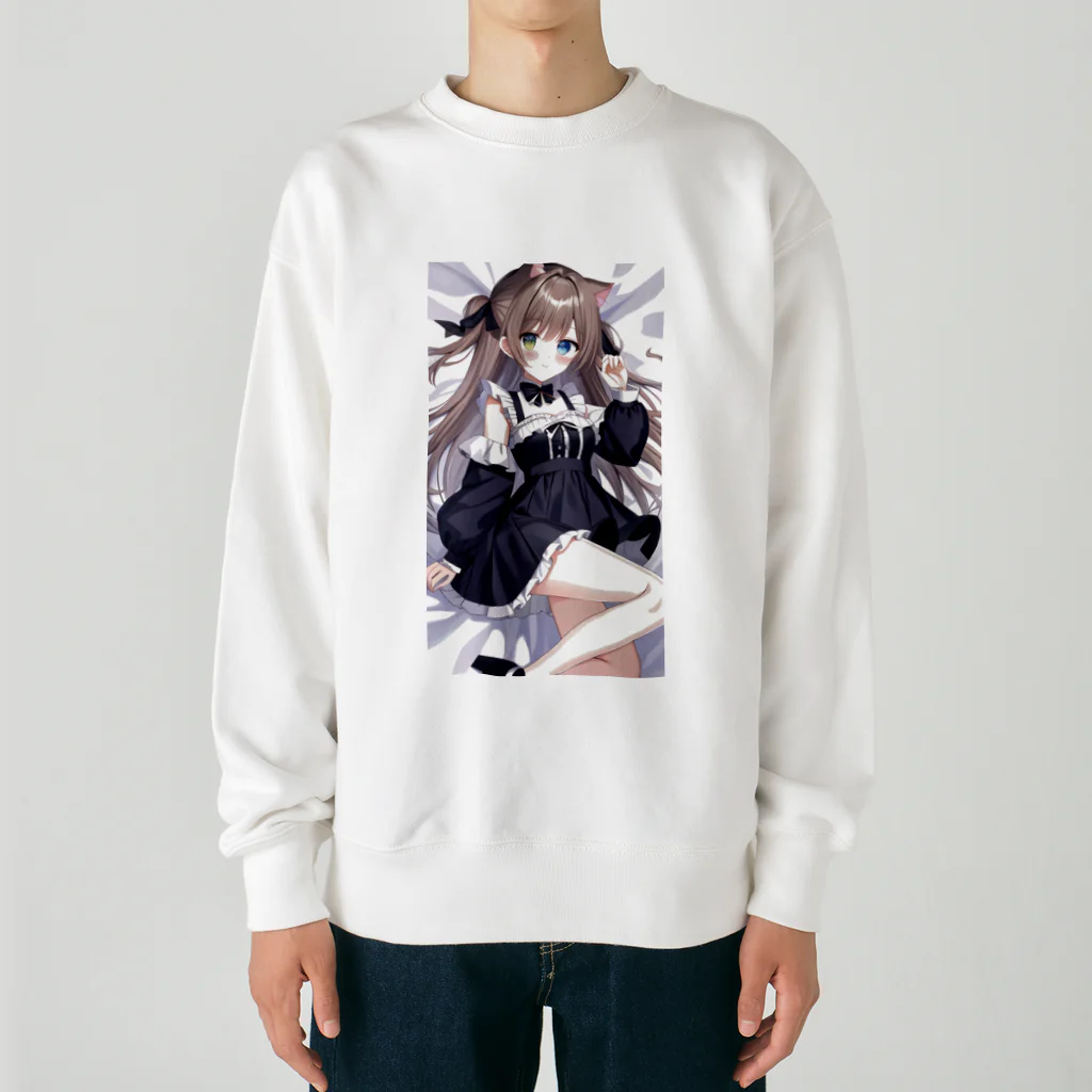 WAKEN0709の猫耳ゴスロリ美少女 Heavyweight Crew Neck Sweatshirt