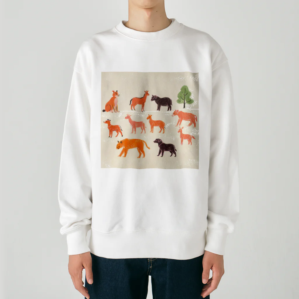 ZUZUKAMAのゆるくてかわいい動物の群れ Heavyweight Crew Neck Sweatshirt