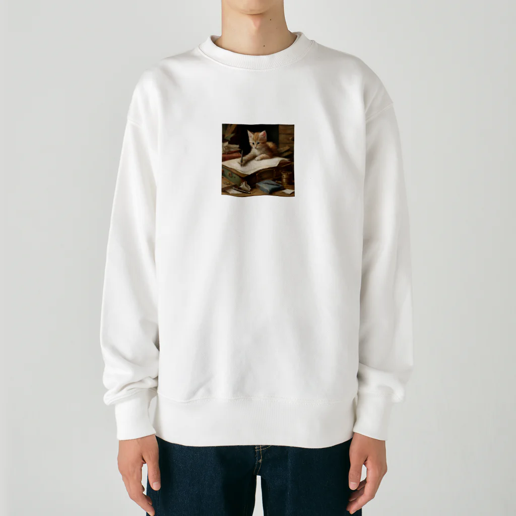 No Fishing No Life のこっそりメッセージにゃ Heavyweight Crew Neck Sweatshirt