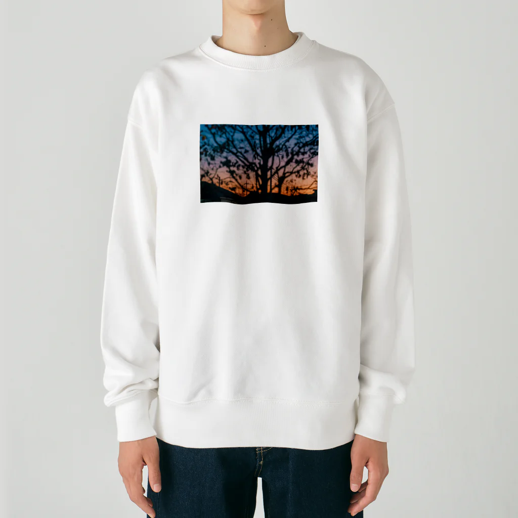 星のこどもたちの百日紅の夕景 Heavyweight Crew Neck Sweatshirt