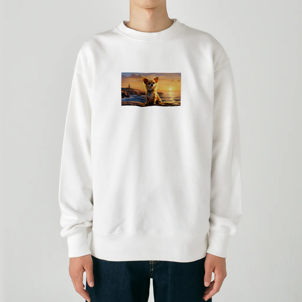 Welina_S-Artのサンセットチワワ Heavyweight Crew Neck Sweatshirt