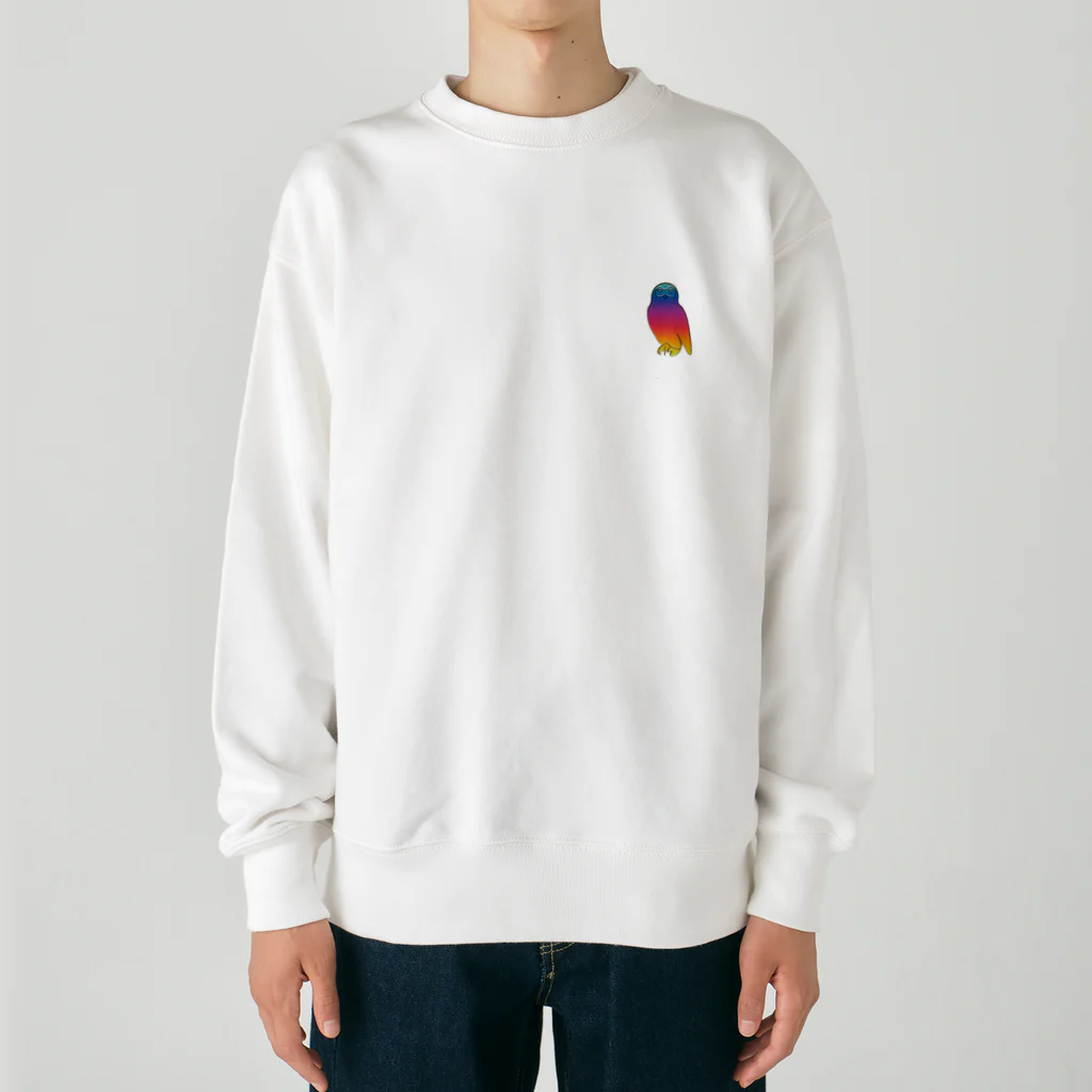 animalwanwanのにじいろふくろうくん Heavyweight Crew Neck Sweatshirt