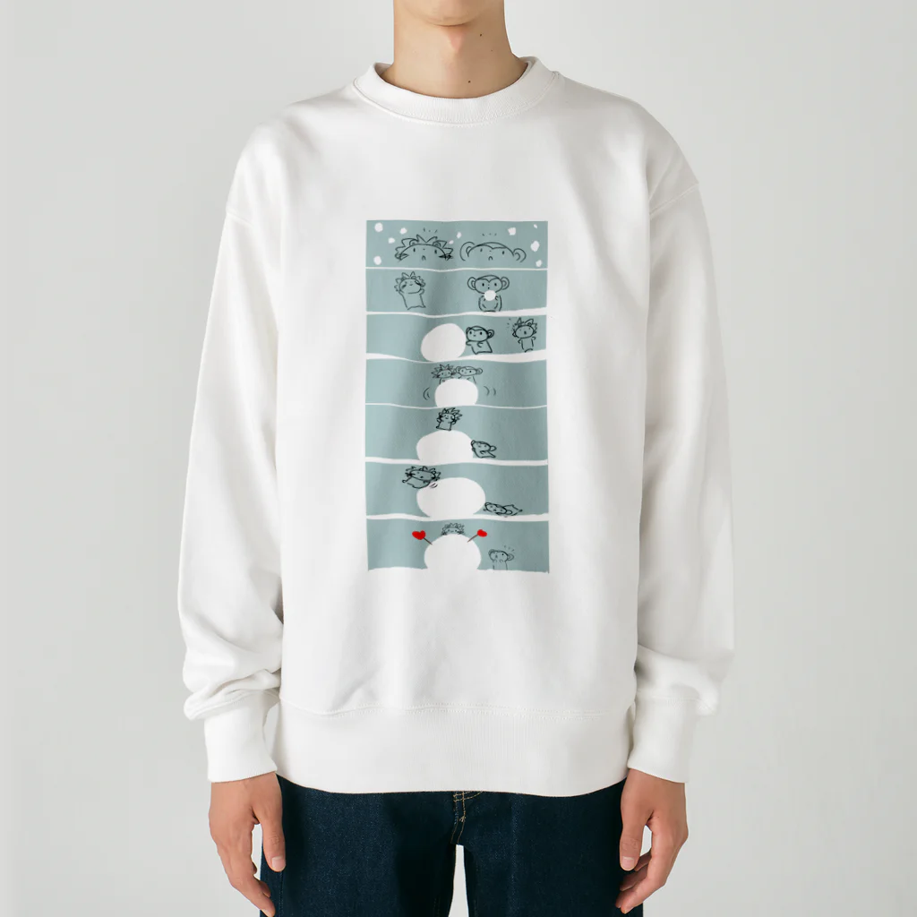 夏中夜話のししこともんきちとゆき Heavyweight Crew Neck Sweatshirt